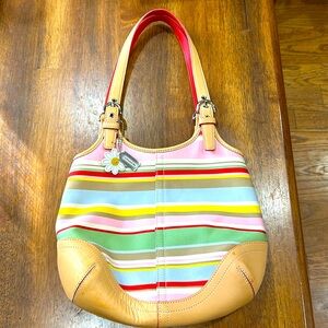 Coach striped boho purse